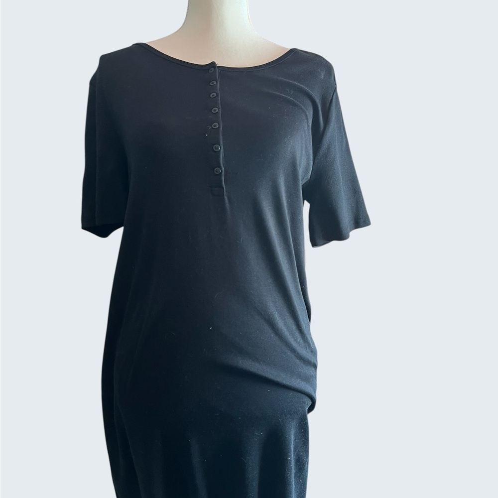 Gap NWT large petite black cotton Henley dress - Picture 3 of 12